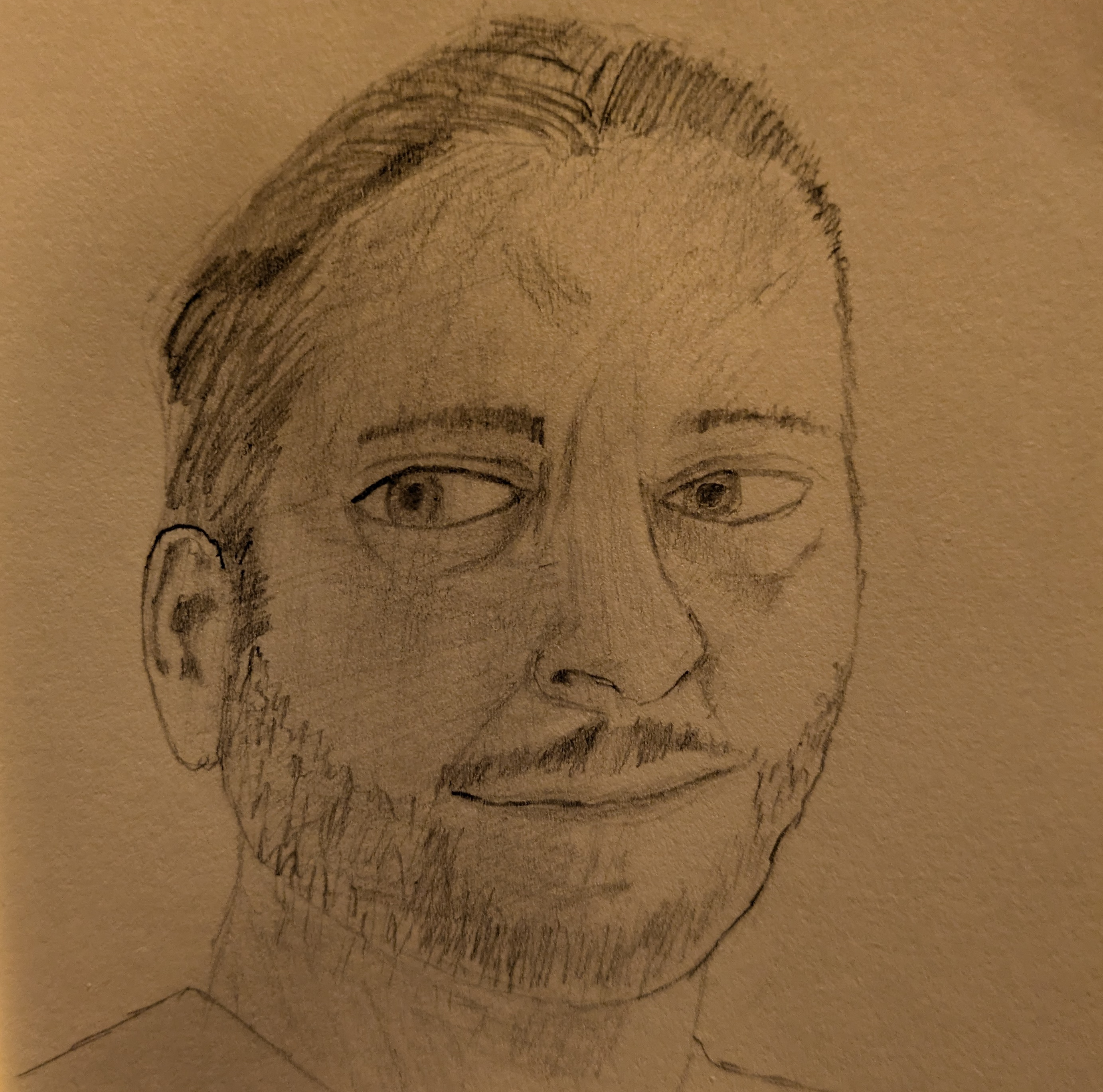 A self-portrait sketched by the author