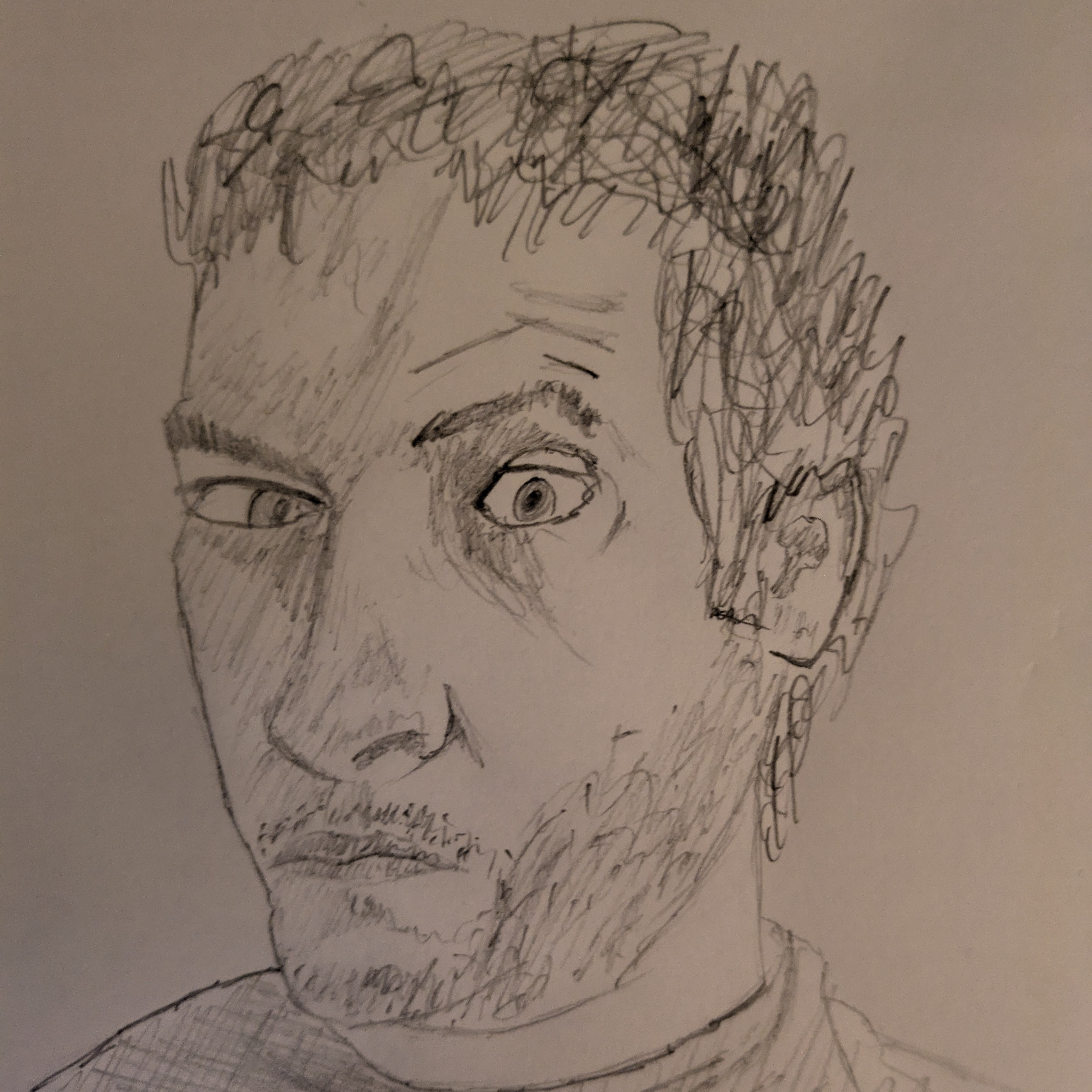 A poorly drawn self-portrait of the author.